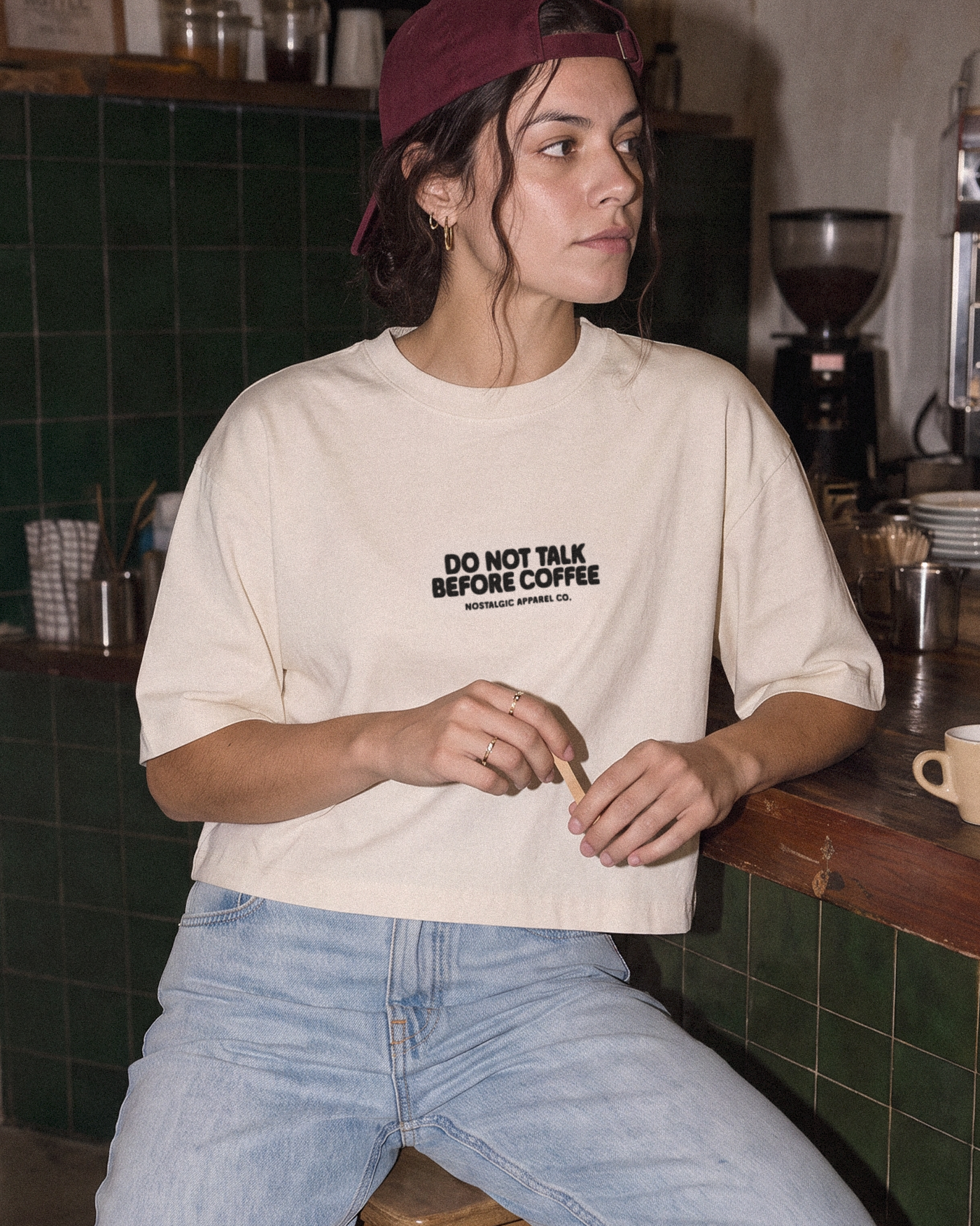 Do not talk before coffee | Cropped Tee