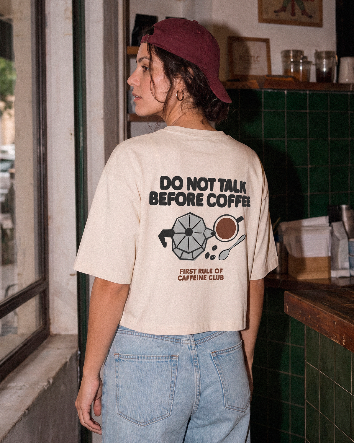 Do not talk before coffee | Cropped Tee