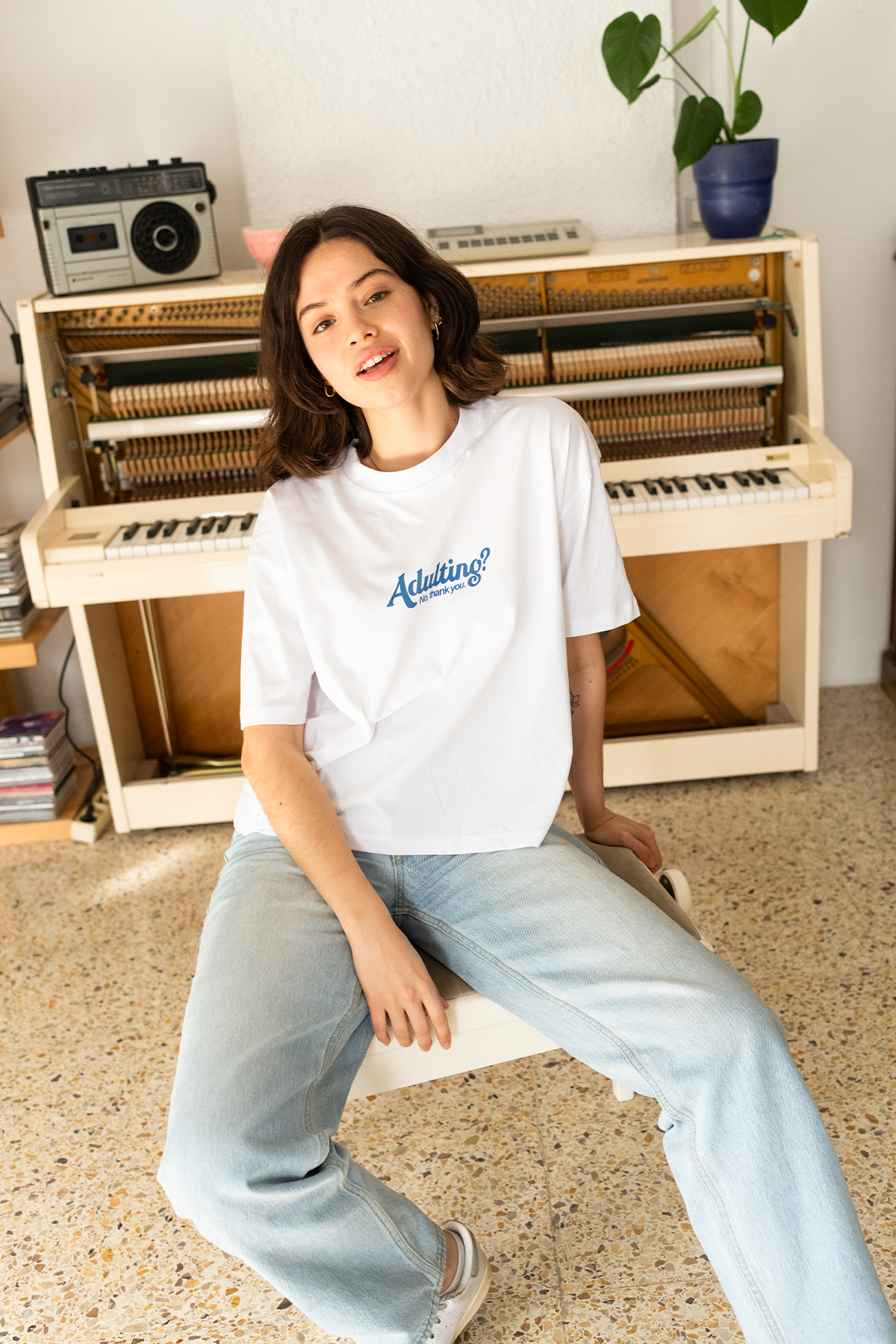 Adulting? No, thanks | White Cropped Tee | Nostalgic Apparel Adulting? No, thanks | White Cropped Tee | Nostalgic Apparel