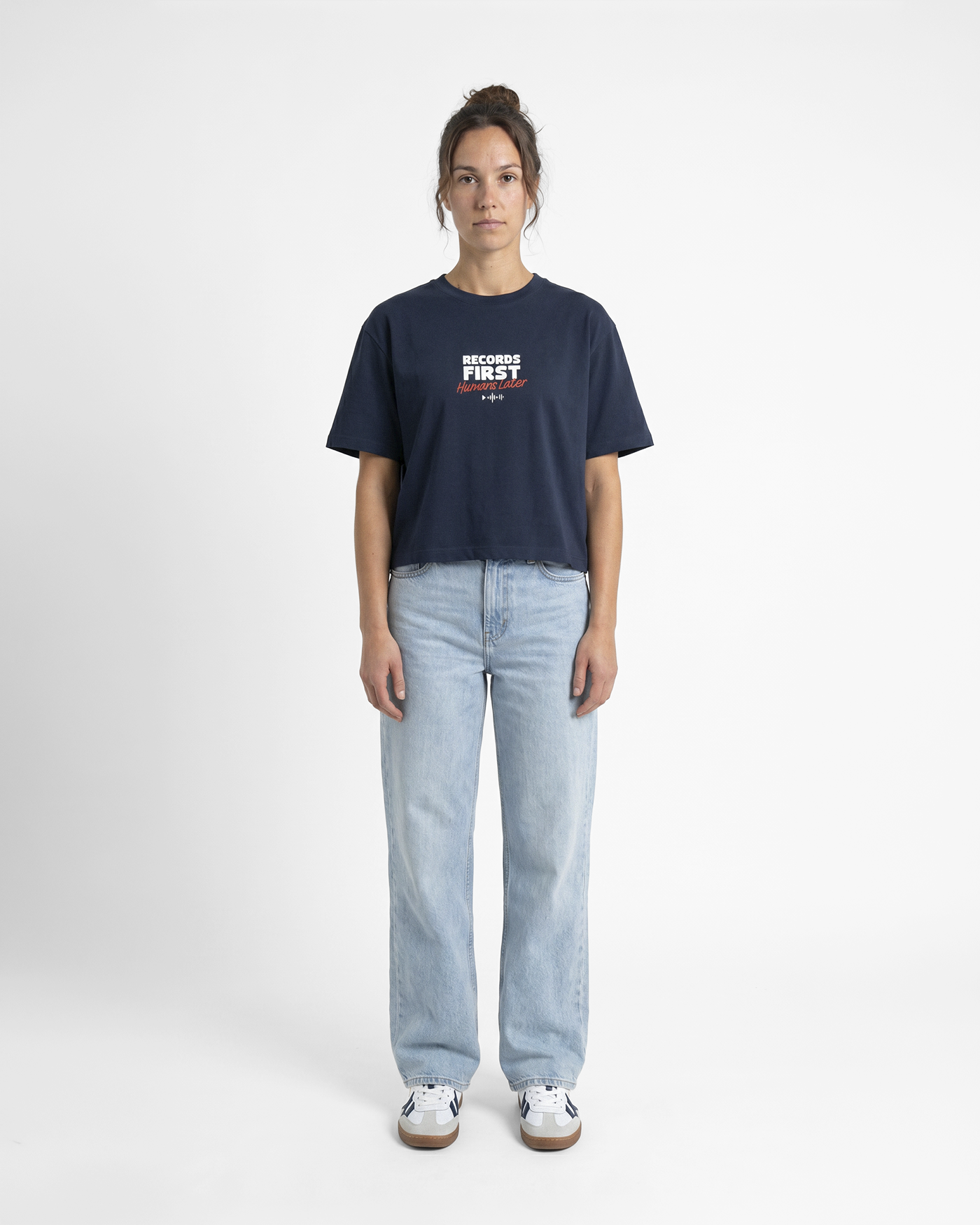 Records first, humans later | Cropped Tee
